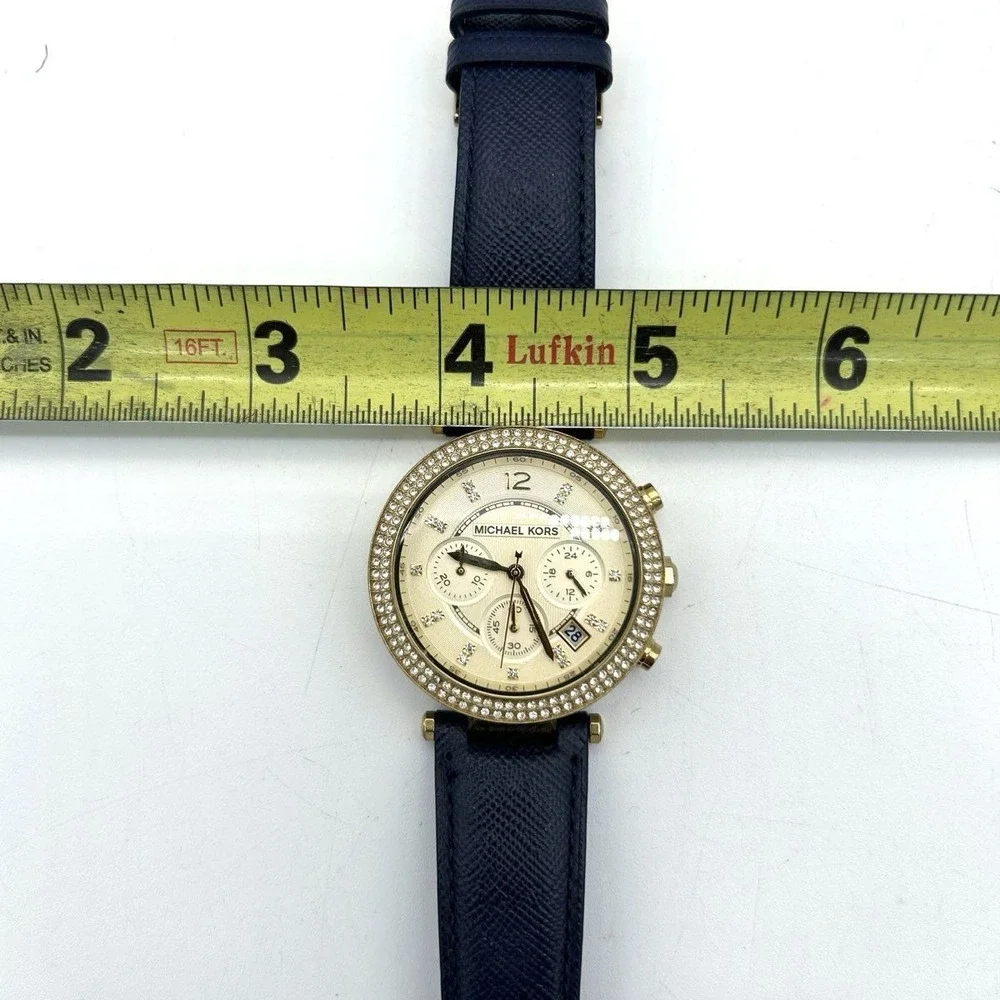 Michael Kors Women's Parker Chronograph Gold Blue Leather Watch MK-2280